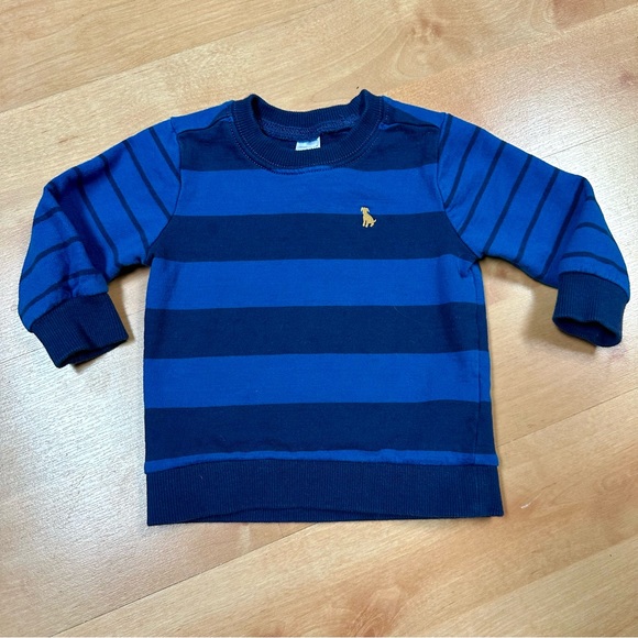 Carter's Blue & Navy Striped French Terry Pullover & Golden Pants Set Size 12M - Picture 3 of 9